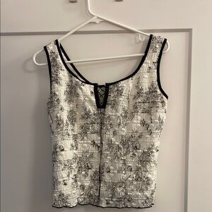 Black and White Sleeveless Top